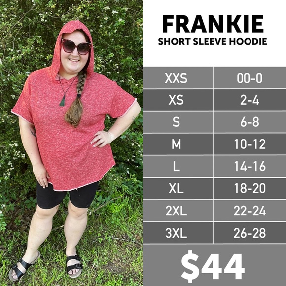 LuLaRoe Frankie Short Sleeve Hoodie - Picture 2 of 2